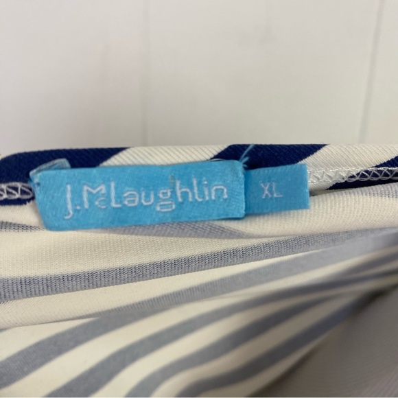 J MCLAUGHLIN Cap Sleeve Elora Dress Size XL White Navy  Blue Catalina Cloth - Picture 12 of 15